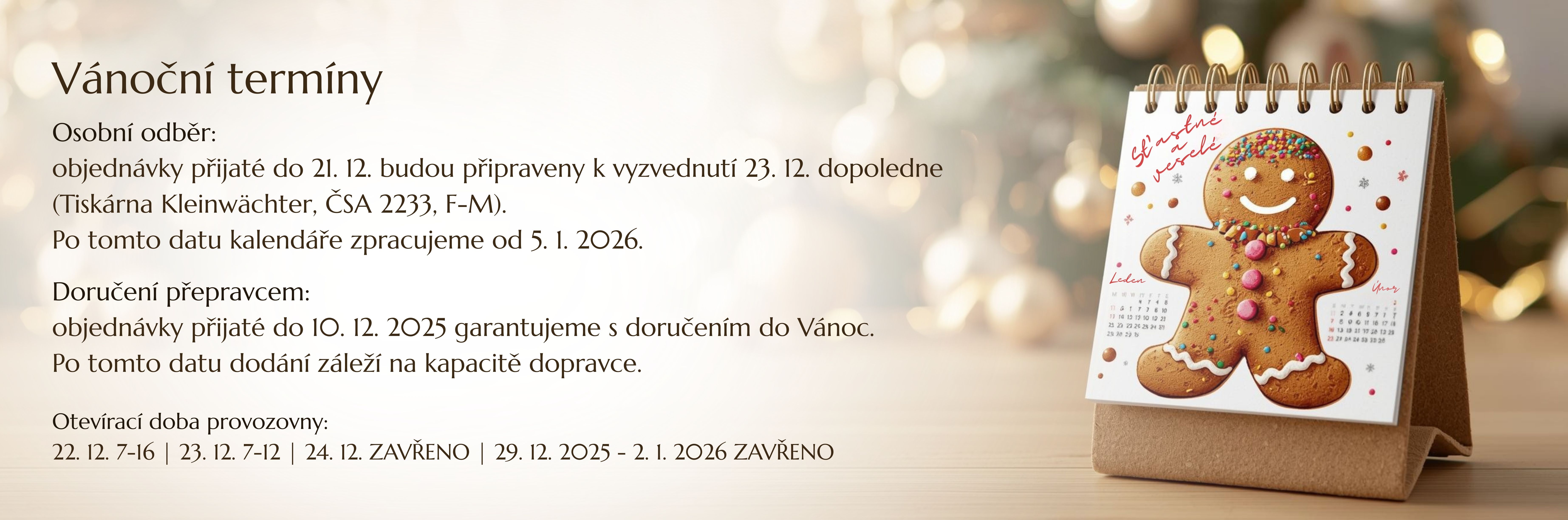 Vánoční termíny.